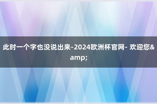 此时一个字也没说出来-2024欧洲杯官网- 欢迎您&