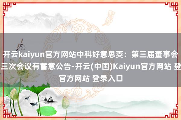 开云kaiyun官方网站中科好意思菱：第三届董事会第三十三次会议有蓄意公告-开云(中国)Kaiyun官方网站 登录入口